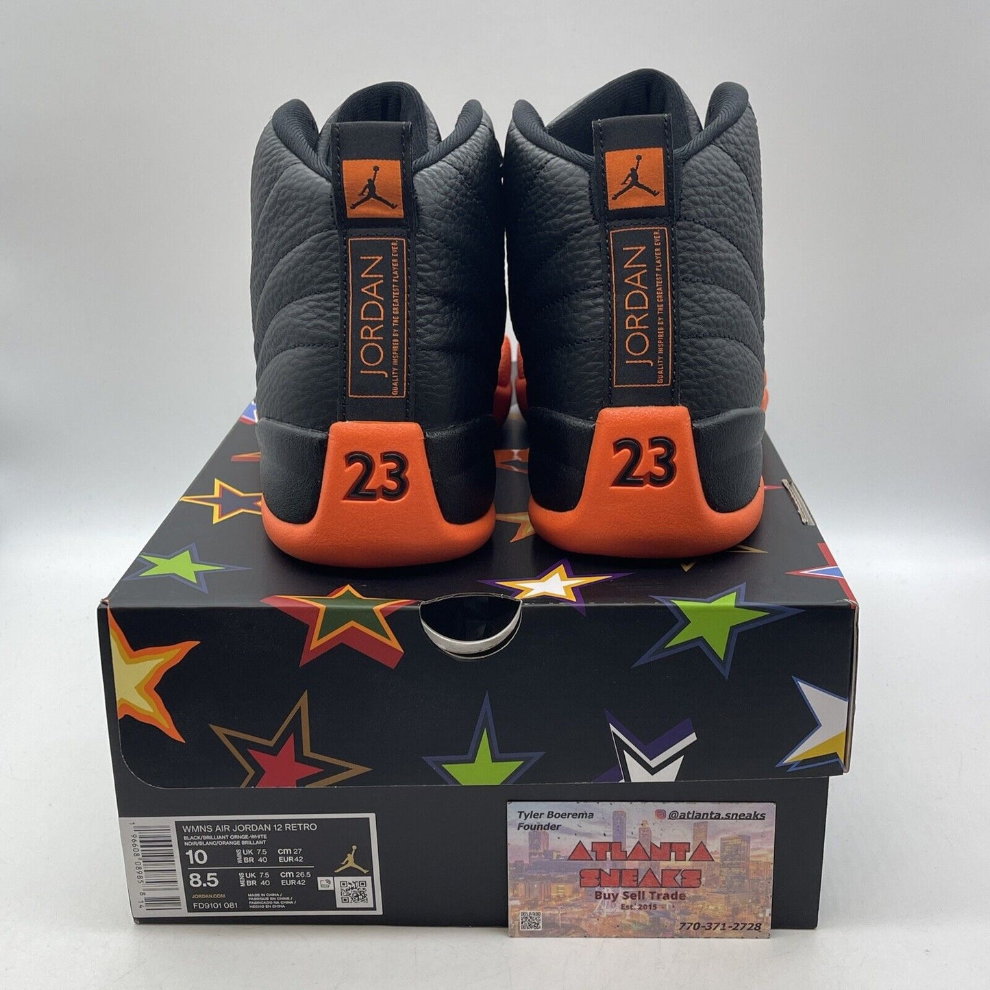 Size 10W - Air Jordan 12 Retro Brilliant Orange Black Leather (FD9101-081)