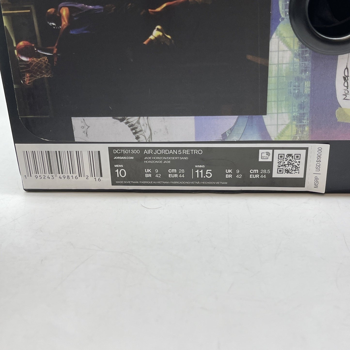 Size 10 - Jordan 5 JADE HORIZON 2022 Green Silver Leather (DC7501-300)