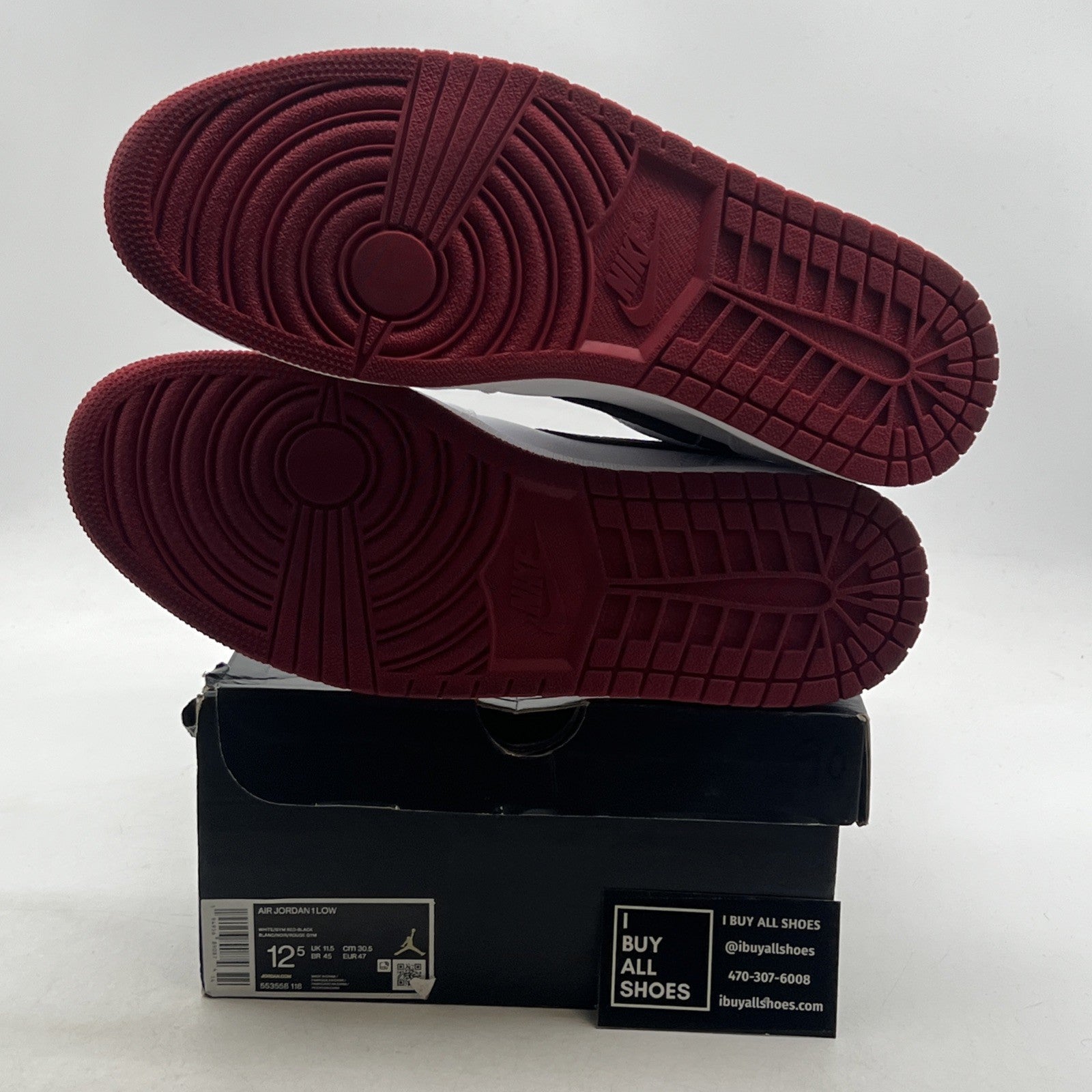 Size 12.5 - Air Jordan 1 Low White University Red (553558-118)