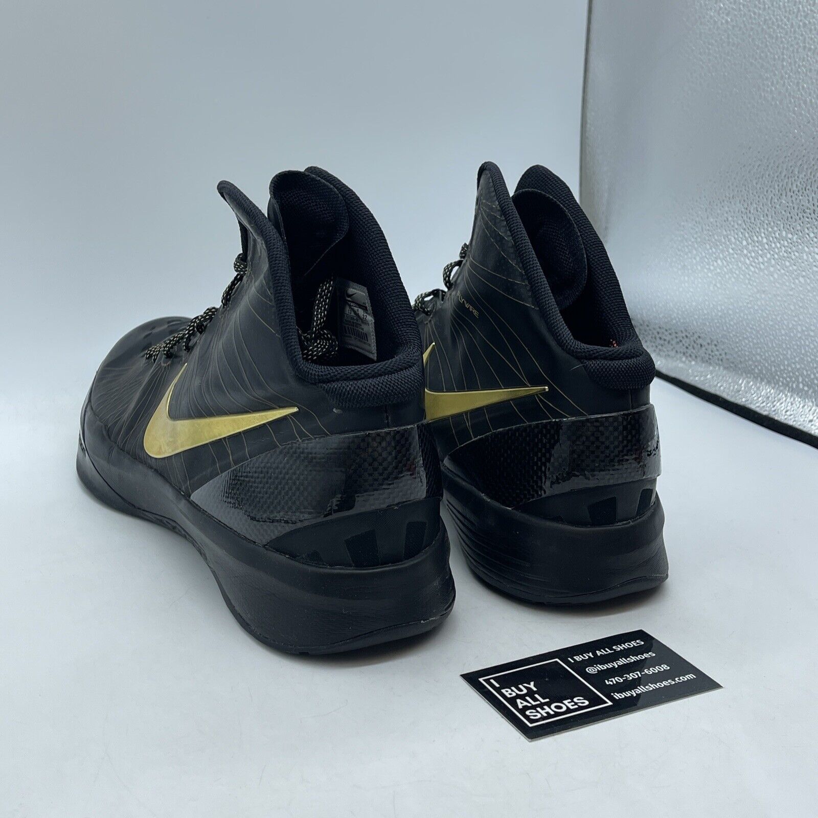 Size 14 - Nike Zoom Hyperdunk Elite Away Black Gold Suede Leather (511369-001)