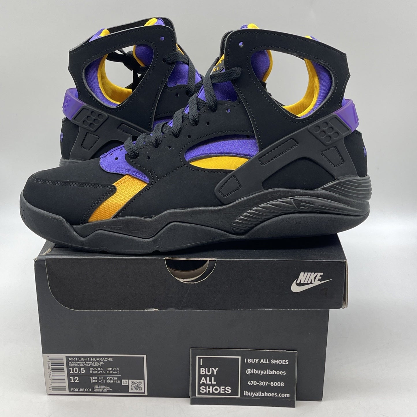Size 10.5 - Nike Air Flight Huarache Lakers Away (FD0188-001)
