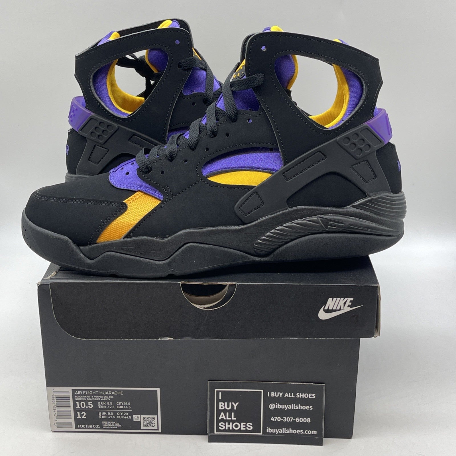 Size 10.5 - Nike Air Flight Huarache Lakers Away (FD0188-001)