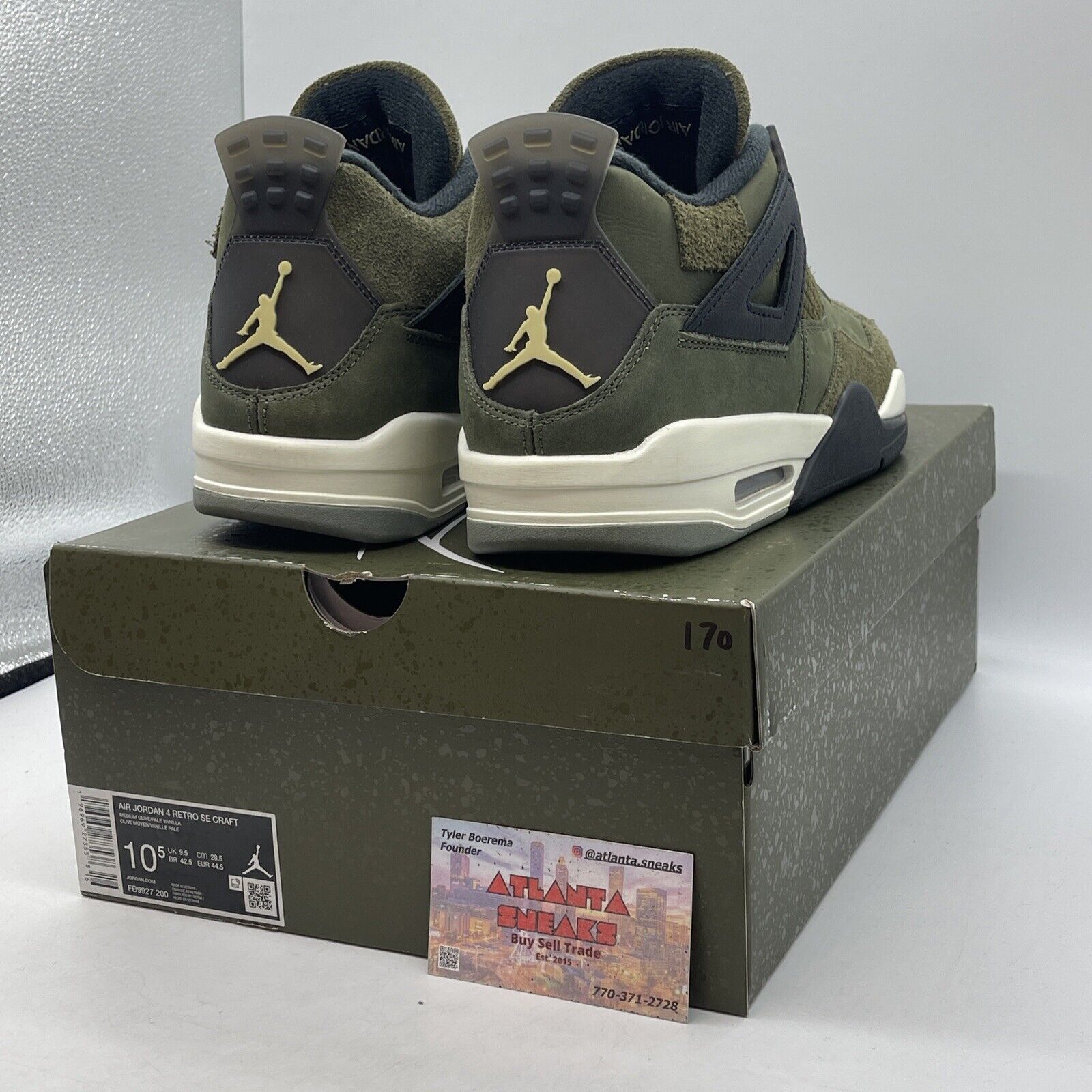 Size 10.5 - Jordan 4 SE Retro Low Craft - Olive Black Suede White (FB9927-200)