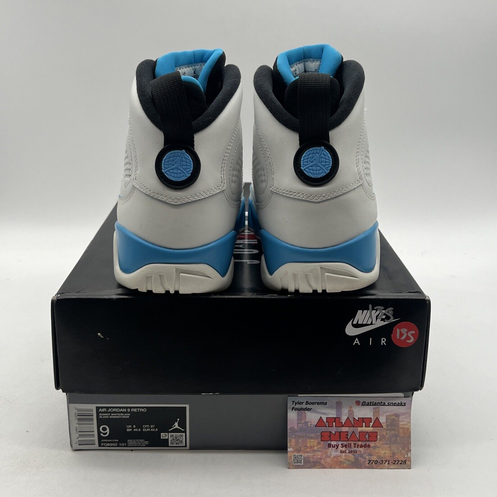 Size 9 - Air Jordan 9 Retro 2024 Powder Blue Black White Leather (FQ8992-101)