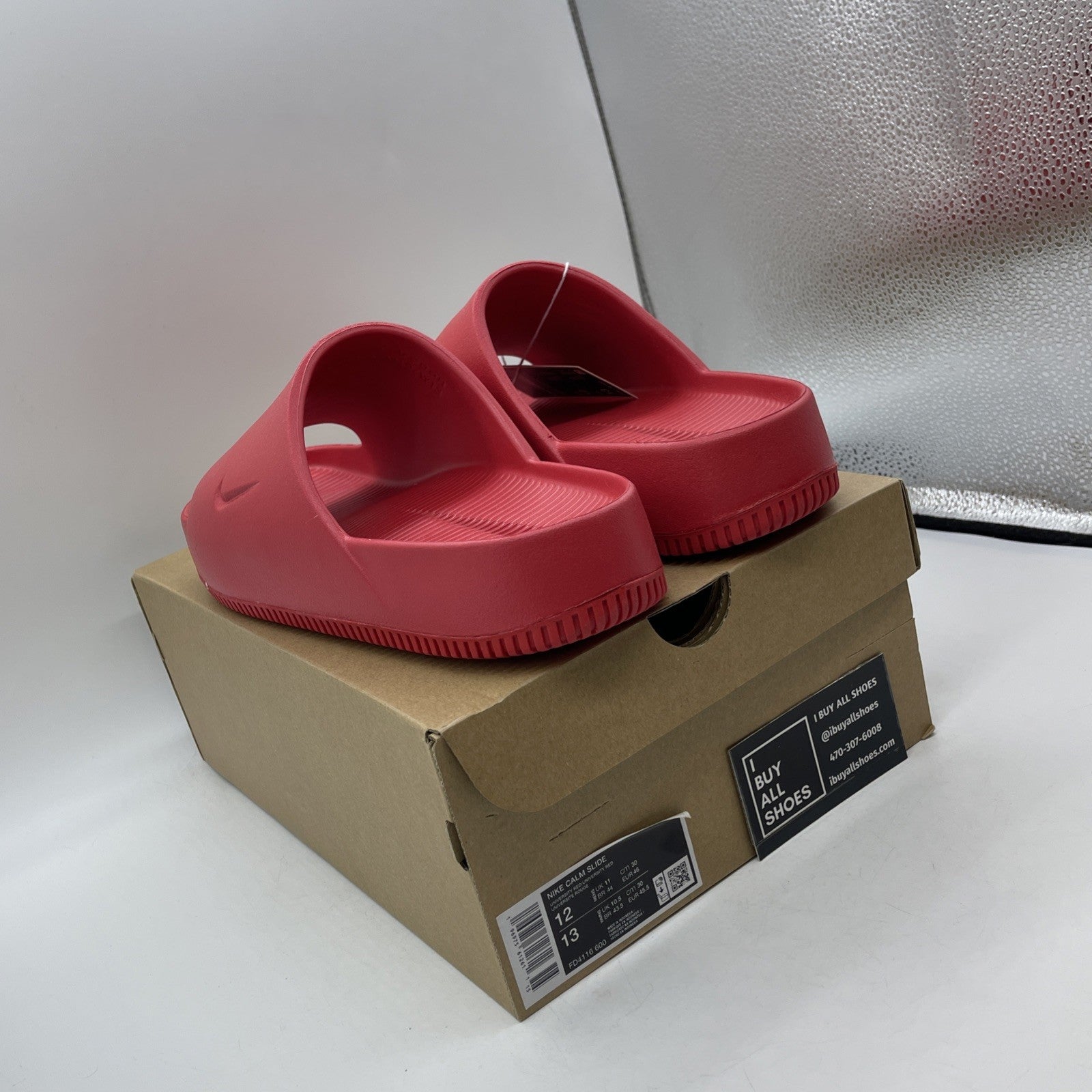 Size 12 - Nike Calm Men’s Slide, University Red Rubber (FD4116-600)