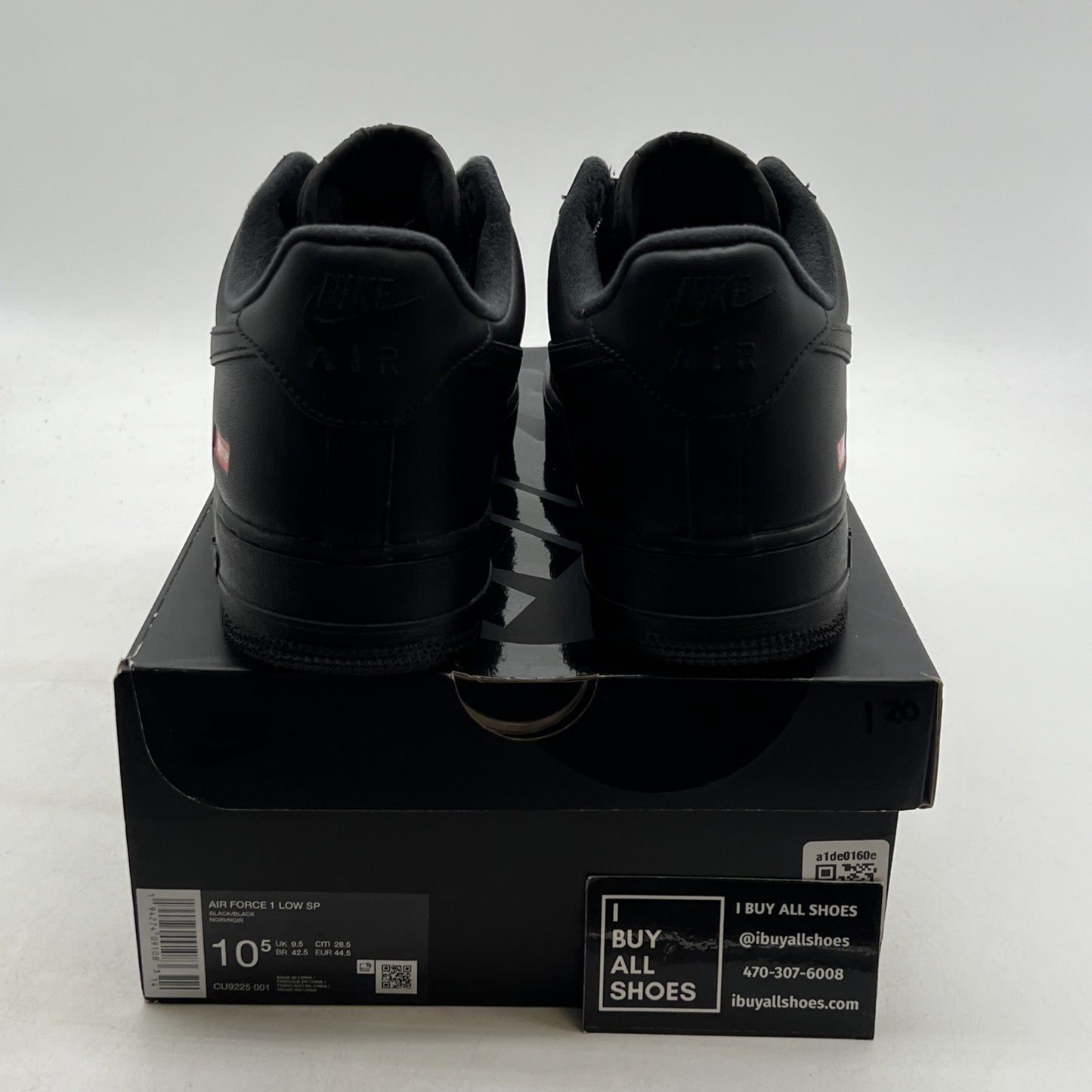 Size 10.5 - Nike Air Force 1 Low x Supreme Box Logo - Black (CU9225-001)