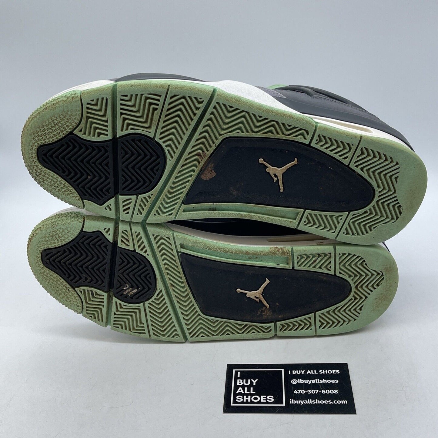 Size 8 - Jordan 4 Retro Green Glow Black Grey Suede Leather (308497-033)