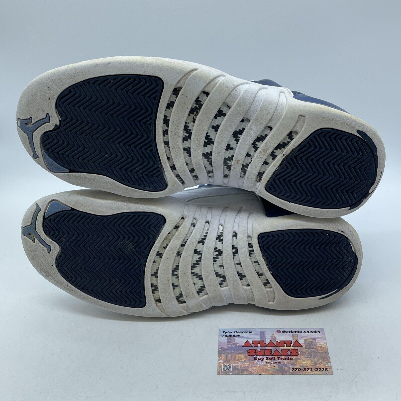 Size 9.5 - Jordan 12 Retro Indigo Blue White Silver Leather (130690-404)