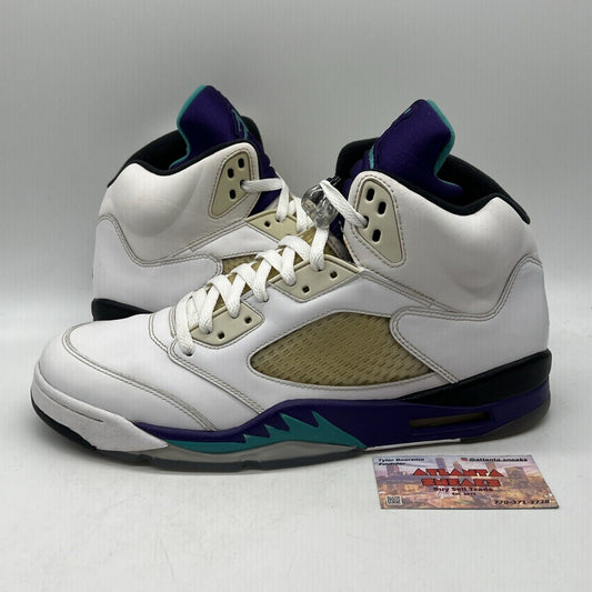 Size 12 - Jordan 5 Retro Grape 2013 White Leather Purple Teal (136027-108)