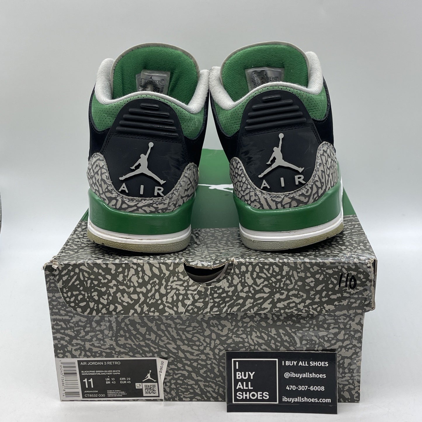 Size 11 - Jordan 3 Retro Mid Pine Green Grey Black Suede (CT8532-030)