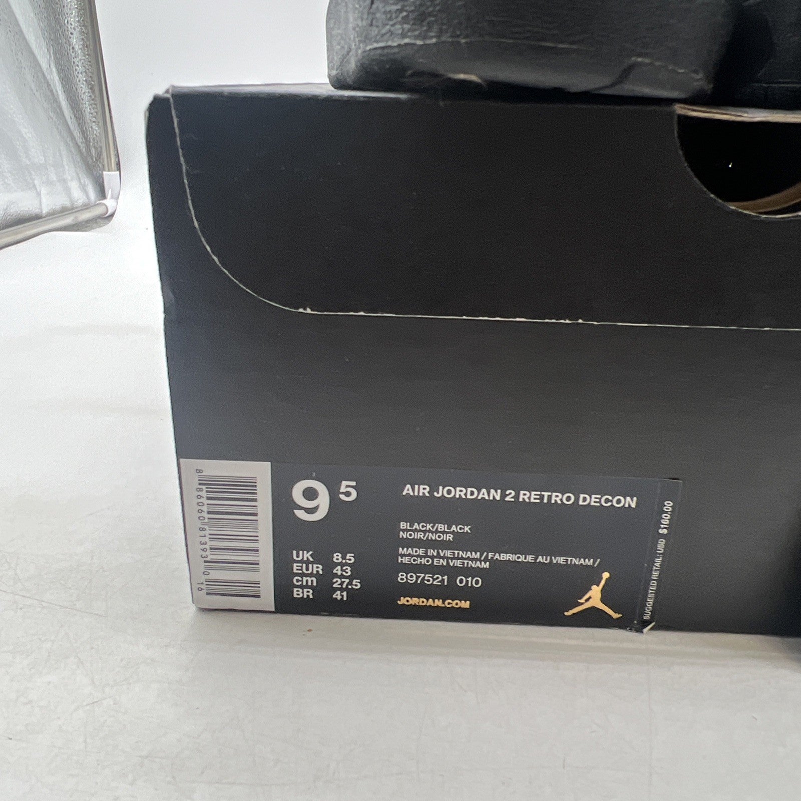 Size 9.5 - Air Jordan 2 Retro Deconstructed Triple Black (897521-010)