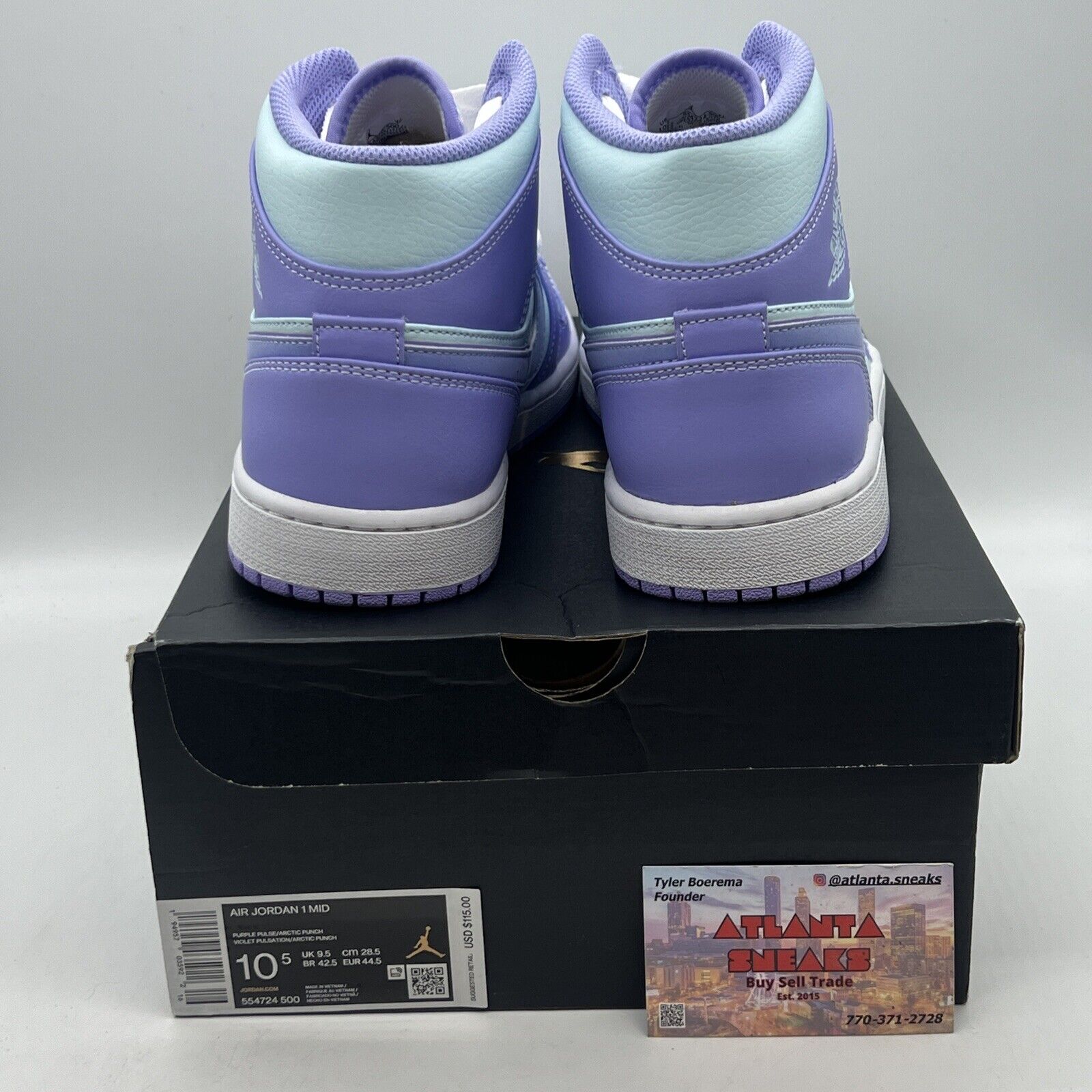 Size 10.5 - Jordan 1 Mid Purple Pulse Brand New Og All White