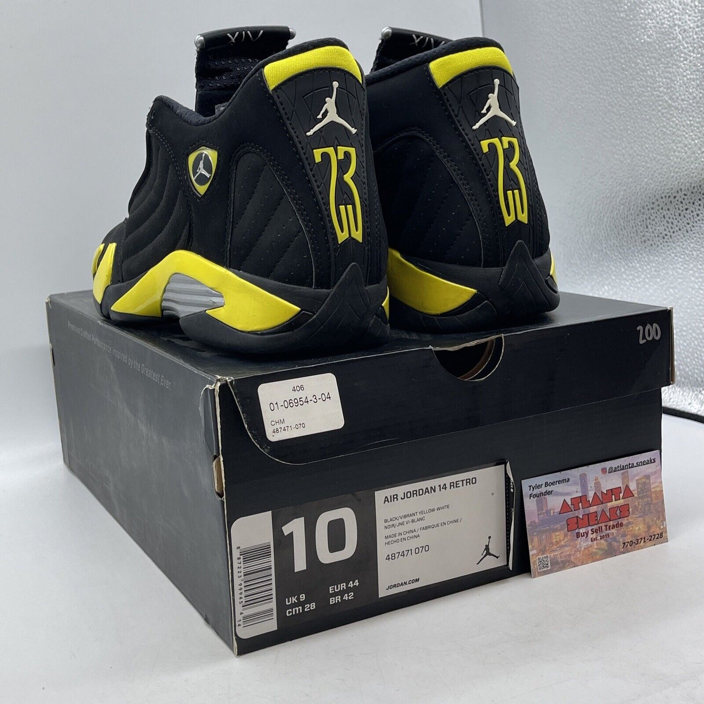 Size 10 - Air Jordan 14 Retro Thunder Yellow Black Silver Suede (487471-070)