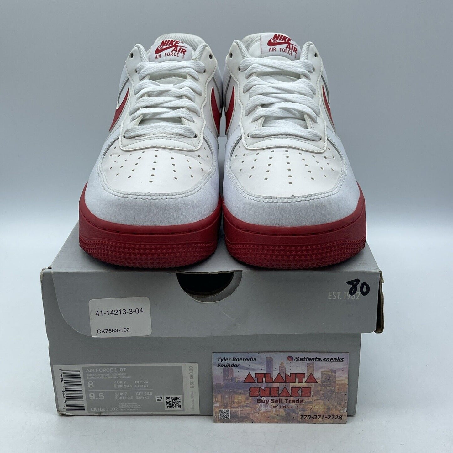 Size 8 - Nike Air Force 1 Low White Red Sole Leather (CK7663-102)