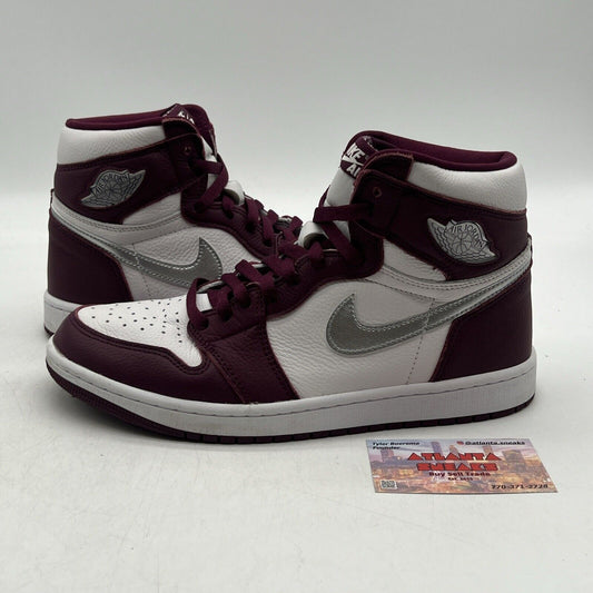 Size 9.5 - Jordan 1 Retro High OG Bordeaux White Silver Leather (555088-611)