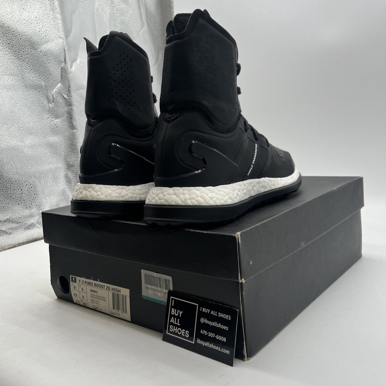 Size 9.5 - Adidas Y-3 PureBoost ZG High Core Black (BB6043)