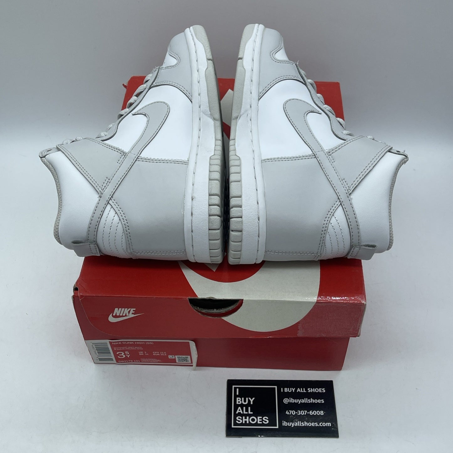 Size 3.5Y - Nike Dunk High Vast Grey White Leather (DB2179-101)