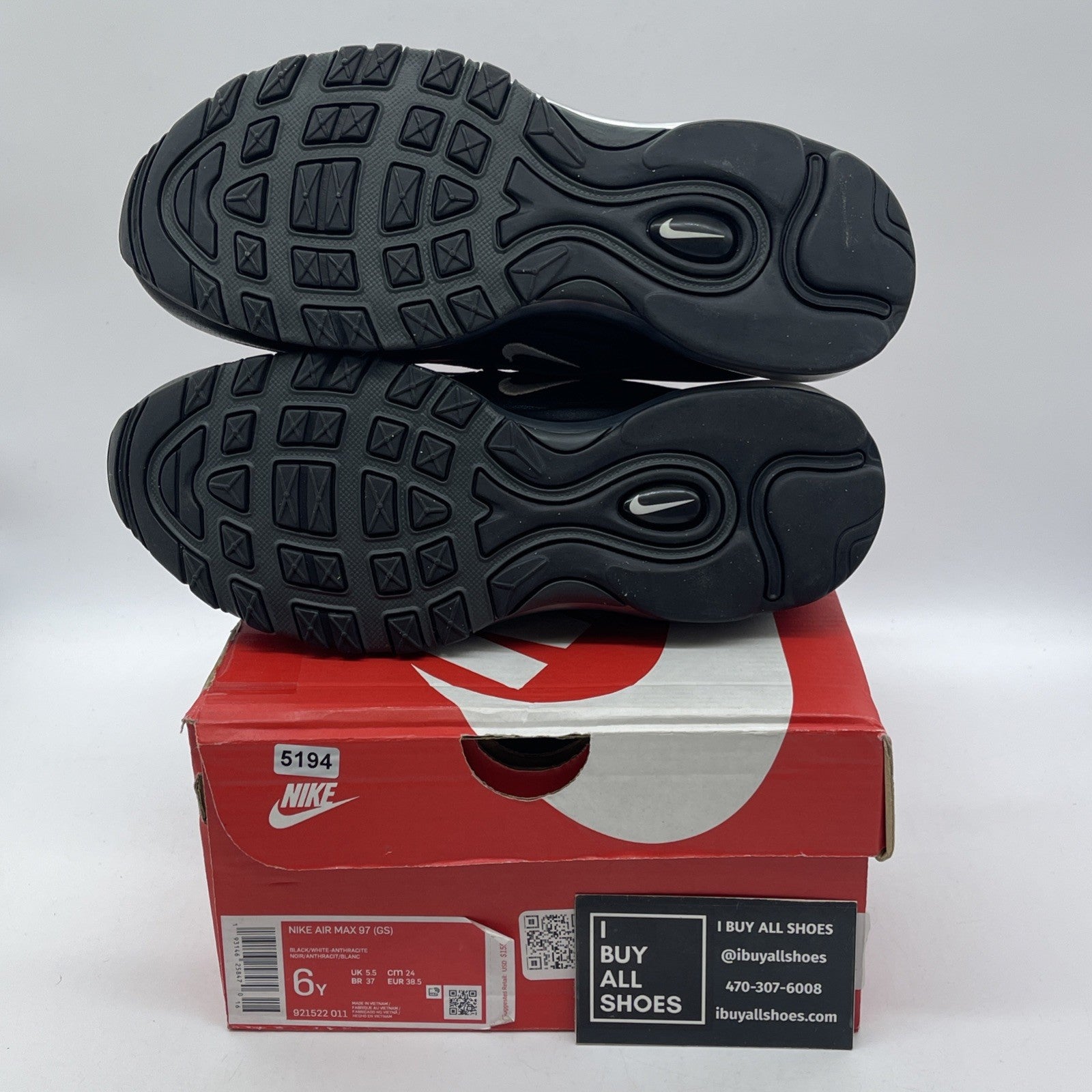 Size 6Y (GS) - Nike Air Max 97 Low Black  Suede Leather (921522-011)