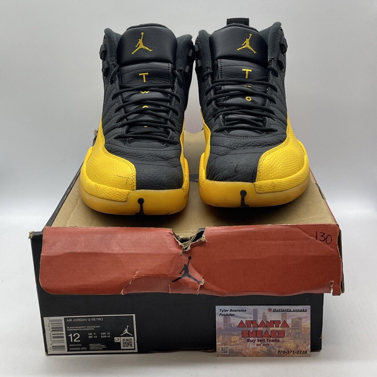 Size 12 - Jordan 12 Retro University Gold 2020 Yellow Black Leather (130690-070)