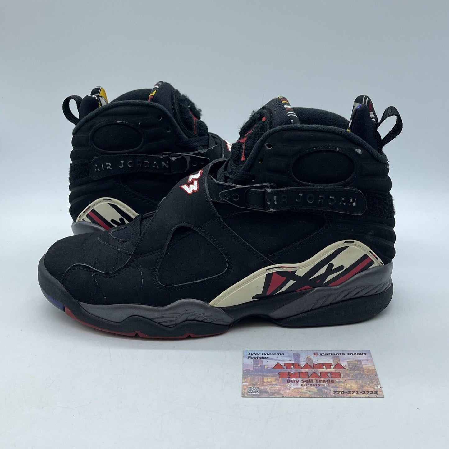 Size 8 - Air Jordan 8 Retro 2013 Playoff Black Suede White Red (305381-061)