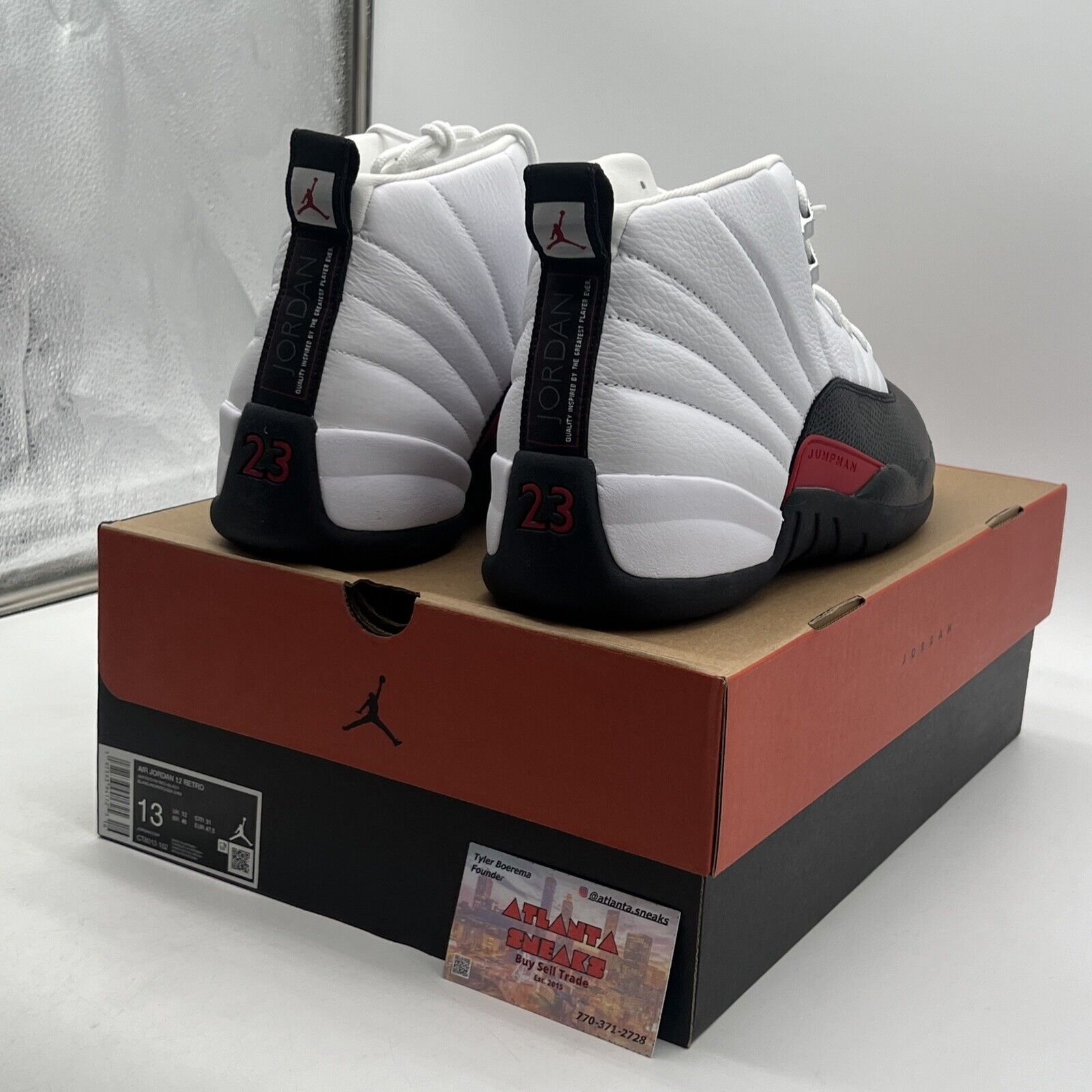 Size 13 - Air Jordan 12 Retro Taxi Flip White Black Red Leather (CT8013-162)