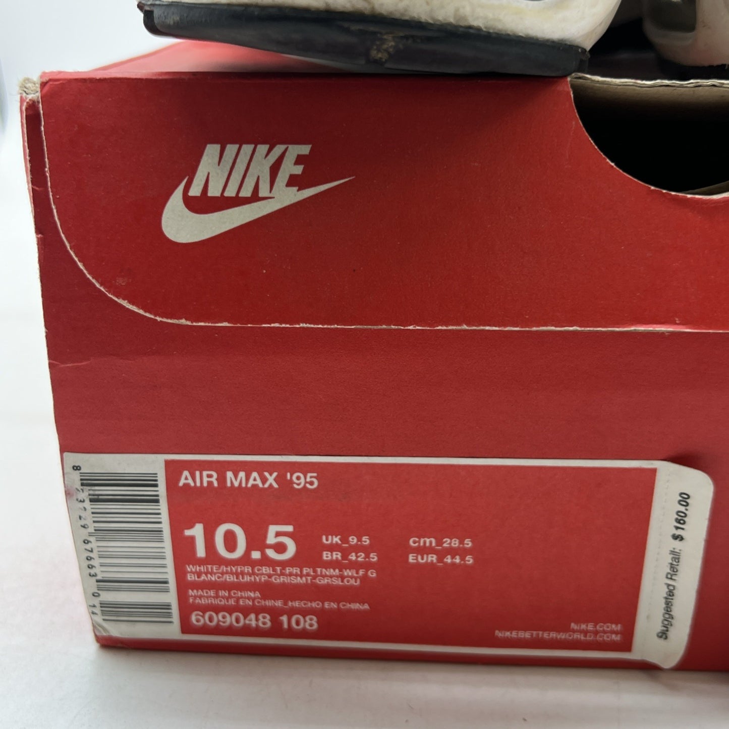 Size 10.5 - Nike Air Max 95 White (609048-108)