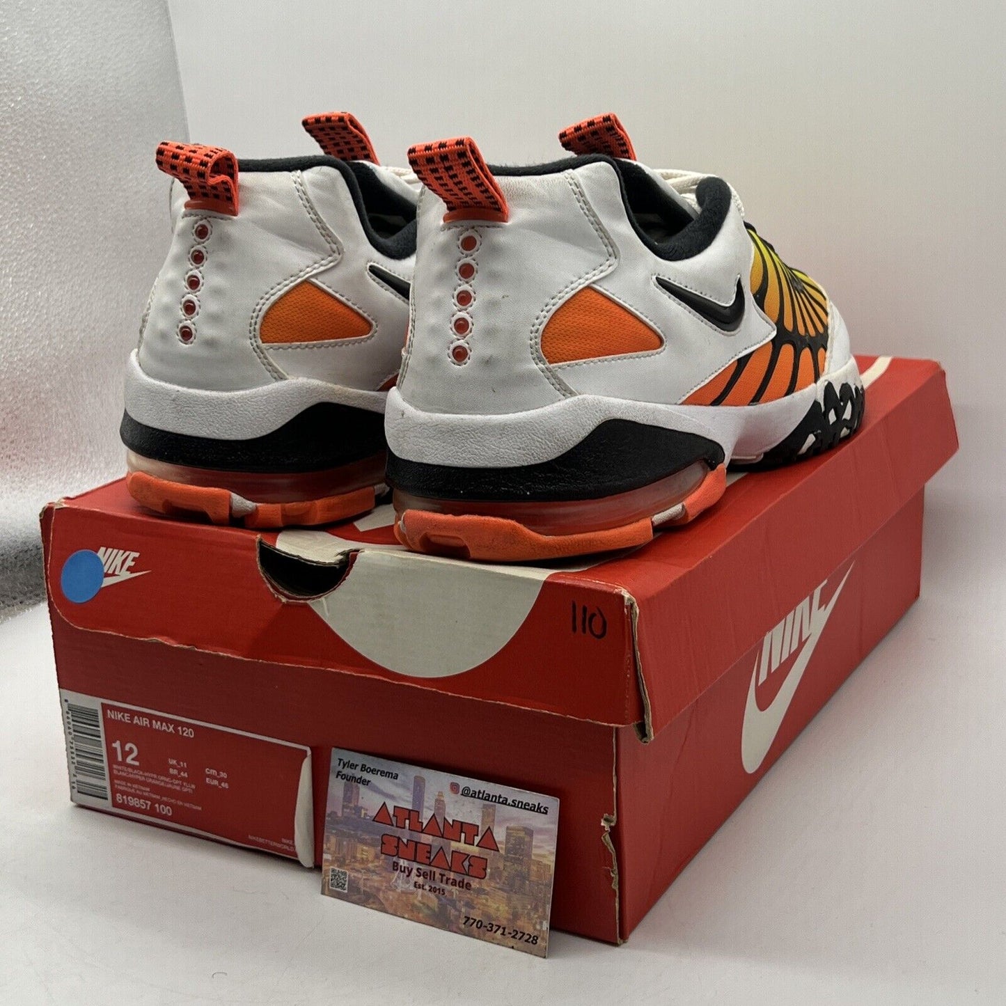Size 12 - Nike Air Max 120 Hyper Orange White Black Yellow (819857-100)