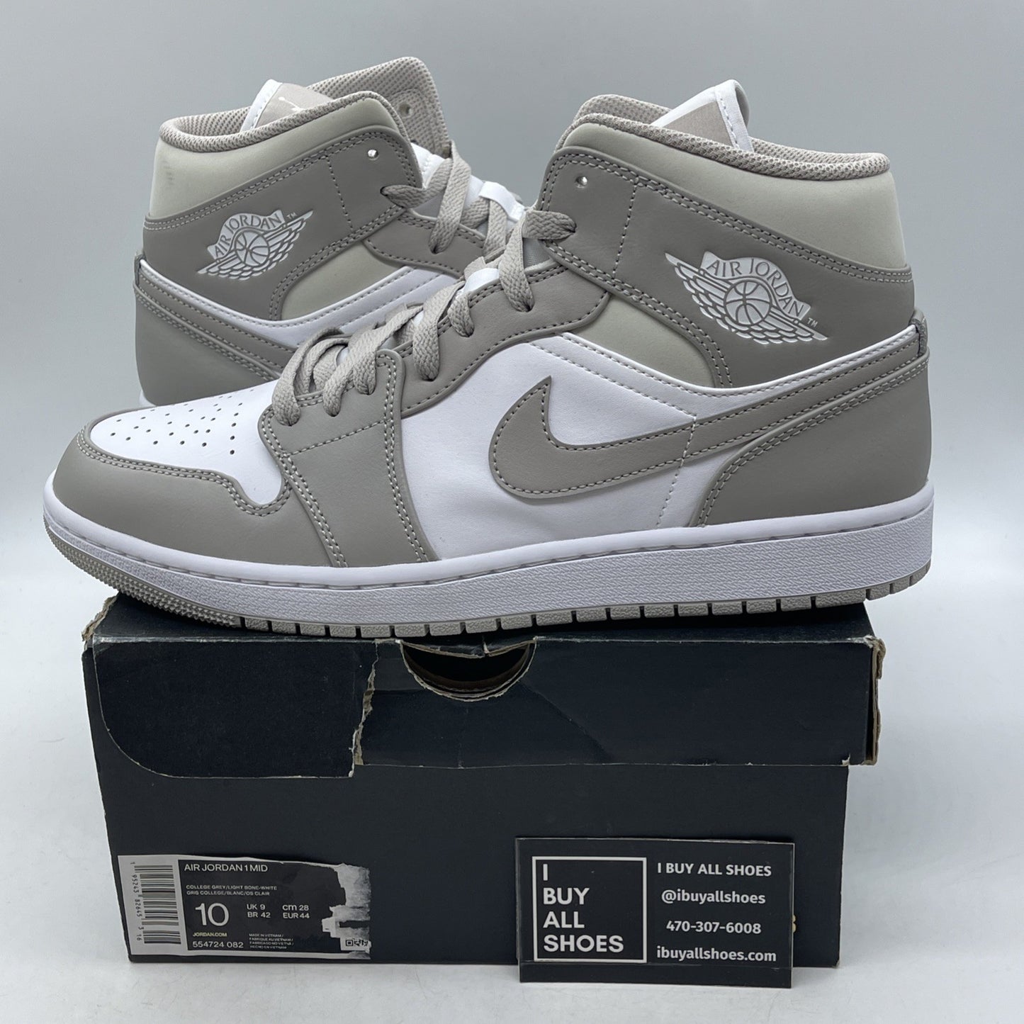 Size 10 - Air Jordan 1 Mid College Grey (554724-082)