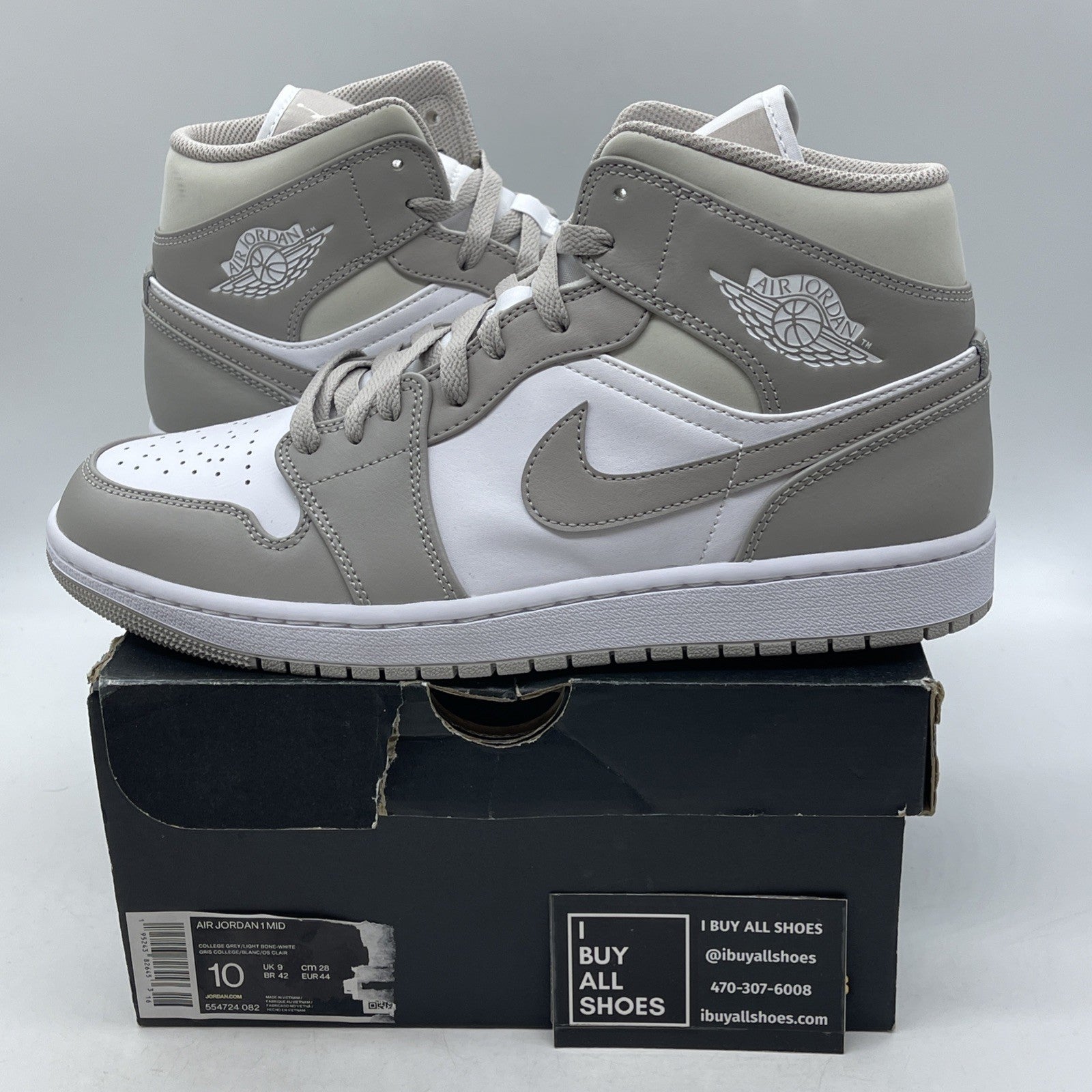 Size 10 - Air Jordan 1 Mid College Grey (554724-082)