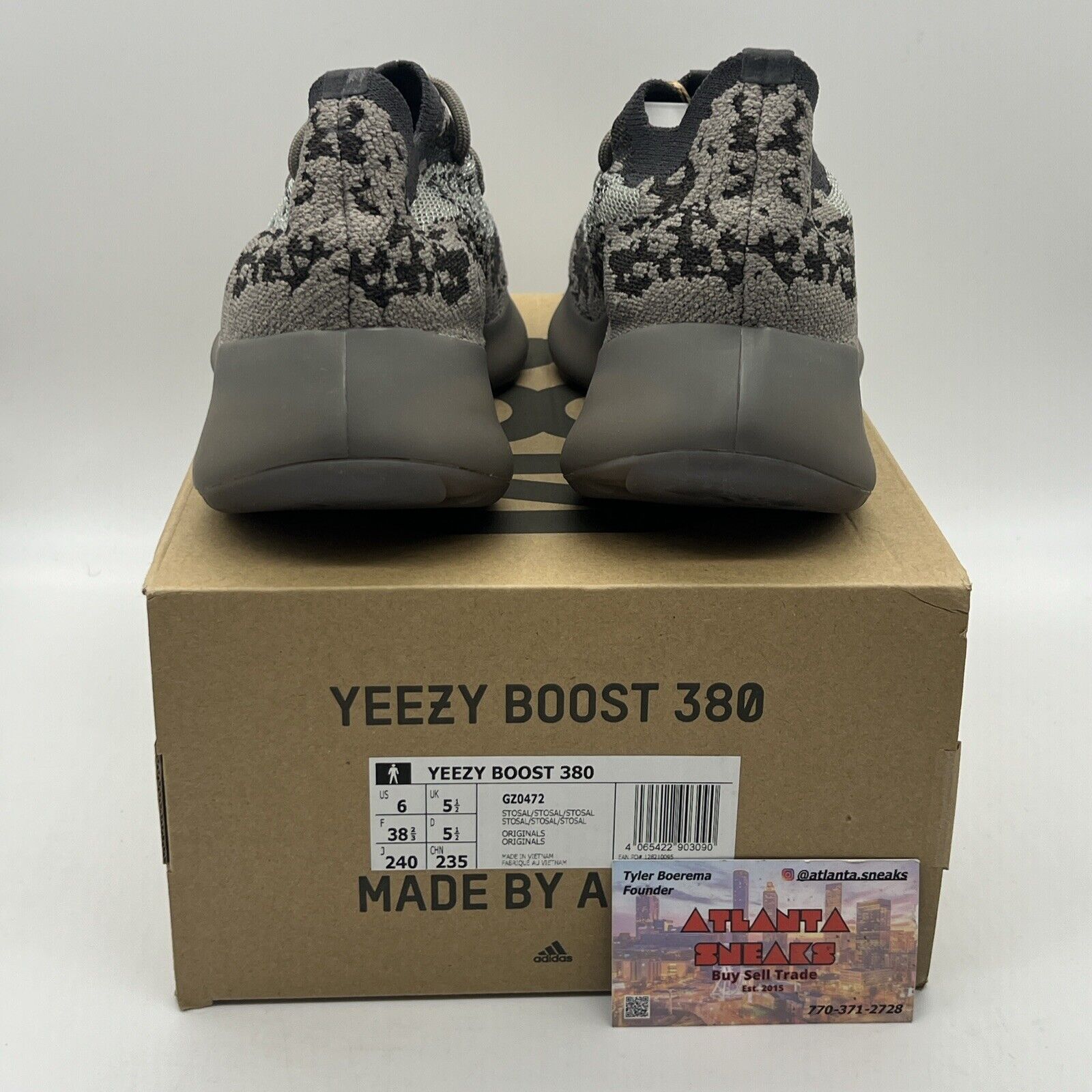 Size 6 - adidas Yeezy Boost 380 Stone Salt Brand New Og All Black Grey Ds