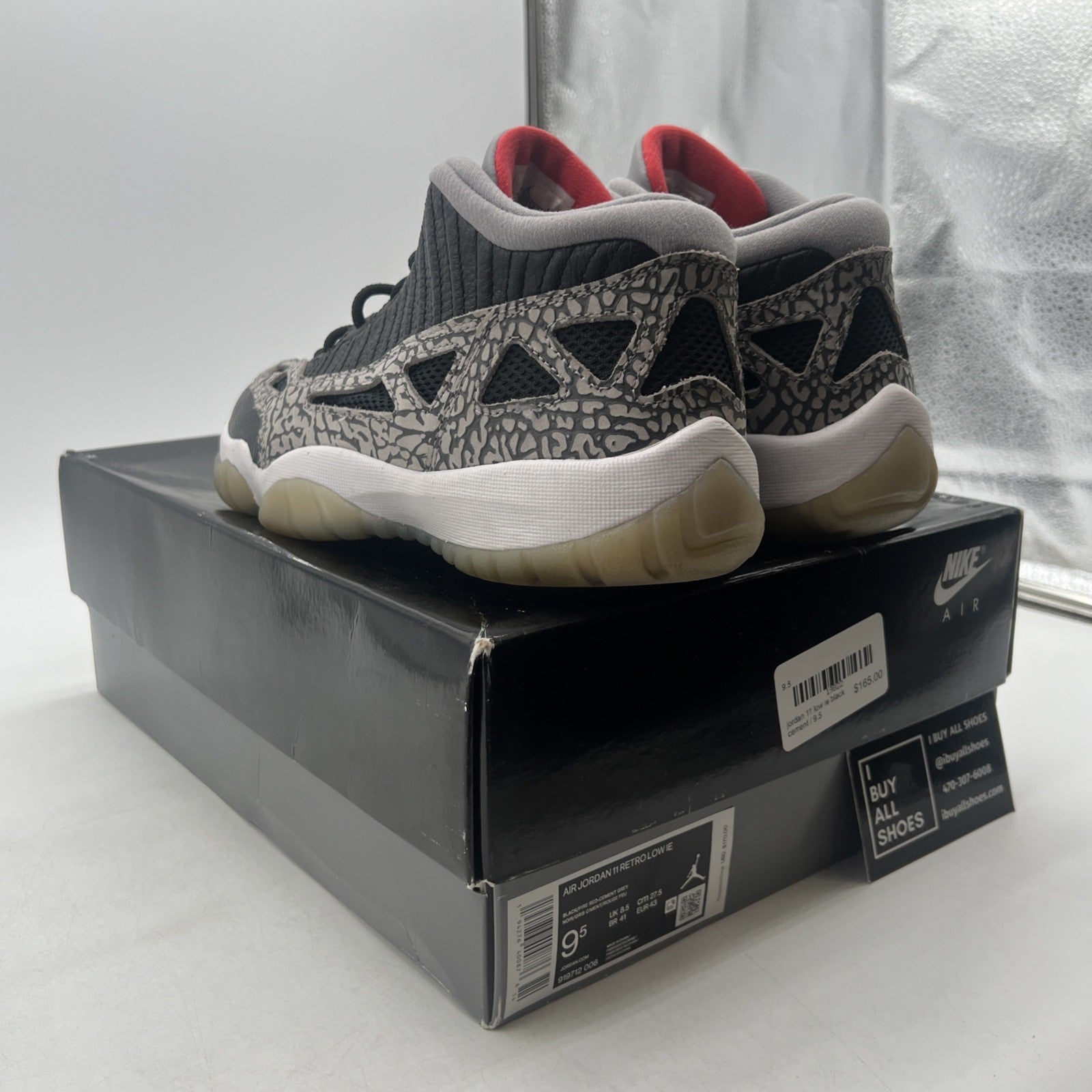 Size 9.5 - Air Jordan 11 Retro IE Low Black Cement (919712-006)