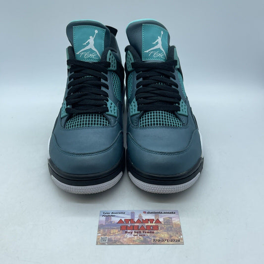 Size 10 - Air Jordan 4 Retro Teal Blue Black White Leather (705331-330)