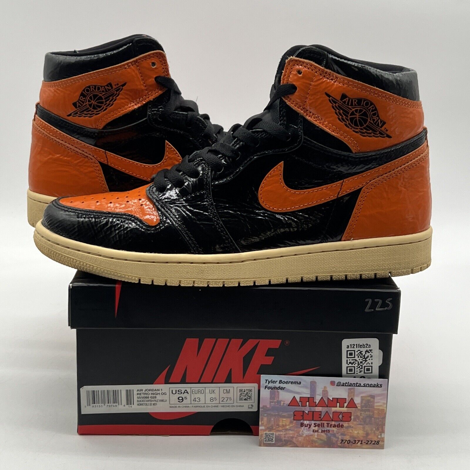 Size 9.5 - Jordan 1 Retro OG High Shattered Backboard 3.0 Black (555088-028)