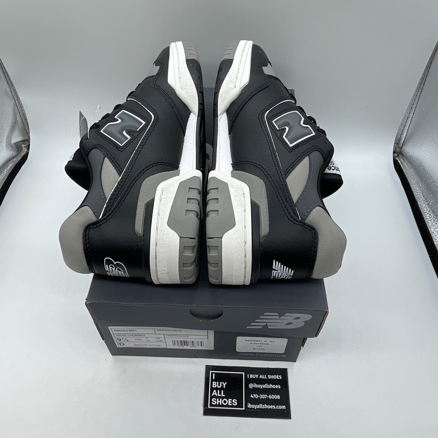 Size 9.5 - New Balance 550 Grey Black Leather (BB550SR1)