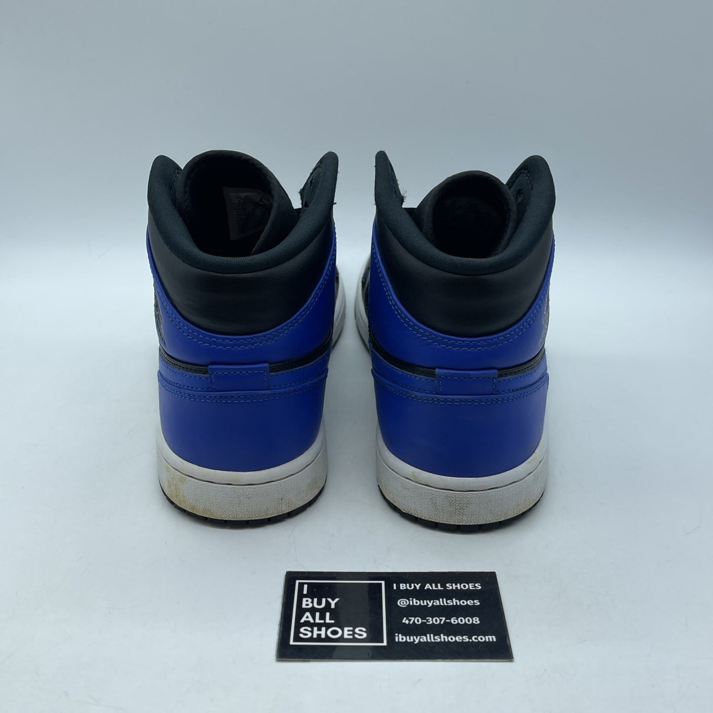 Size 9 - Jordan 1 Mid Hyper Royal Blue Black Leather (554724-077)