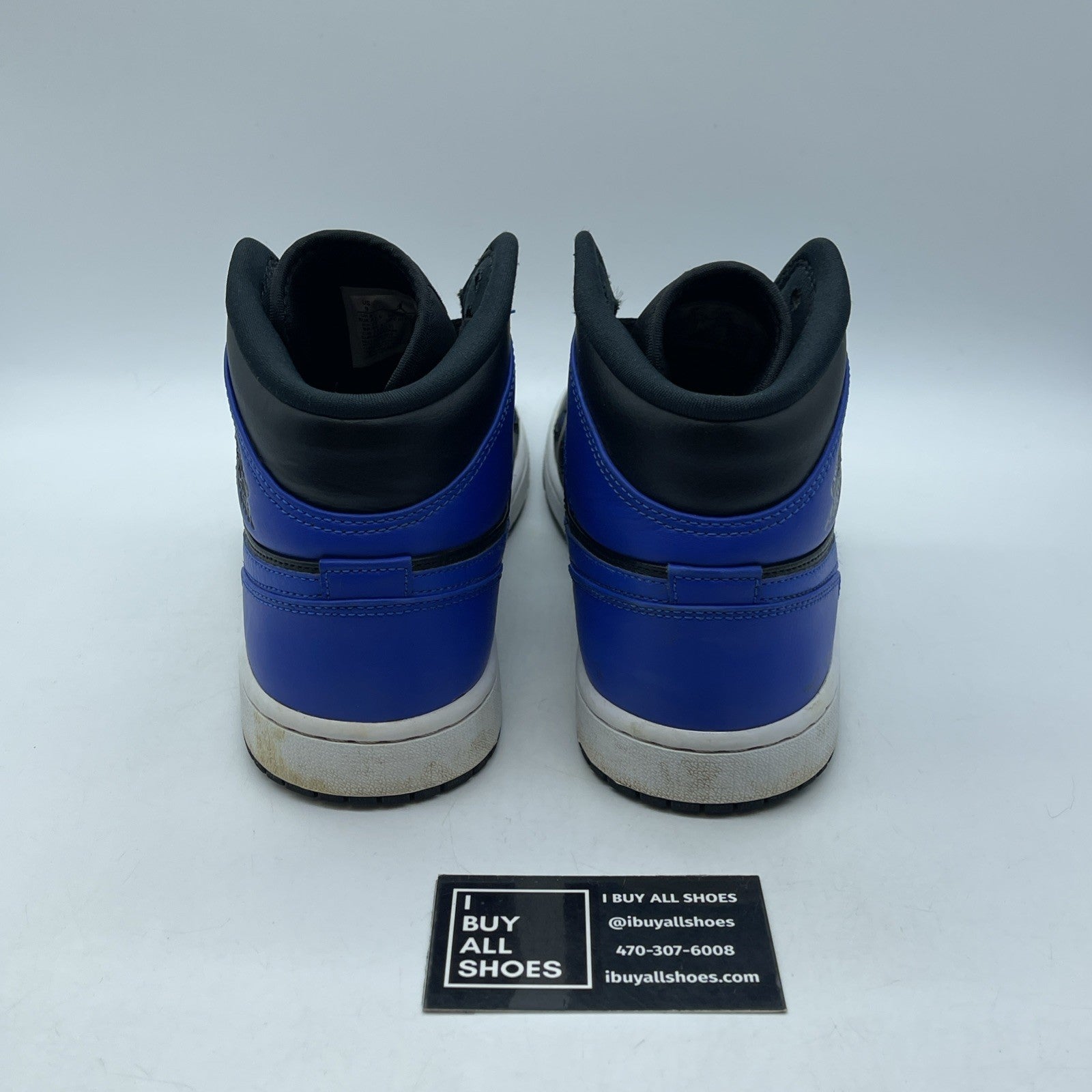 Size 9 - Jordan 1 Mid Hyper Royal Blue Black Leather (554724-077)