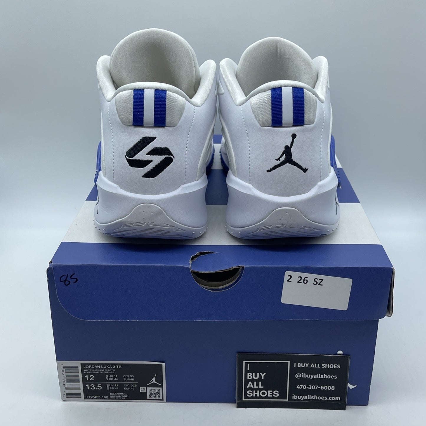 Size 12 - Jordan Luka 3 TB White Black Hyper Royal Black Leather (FQ7453-160)