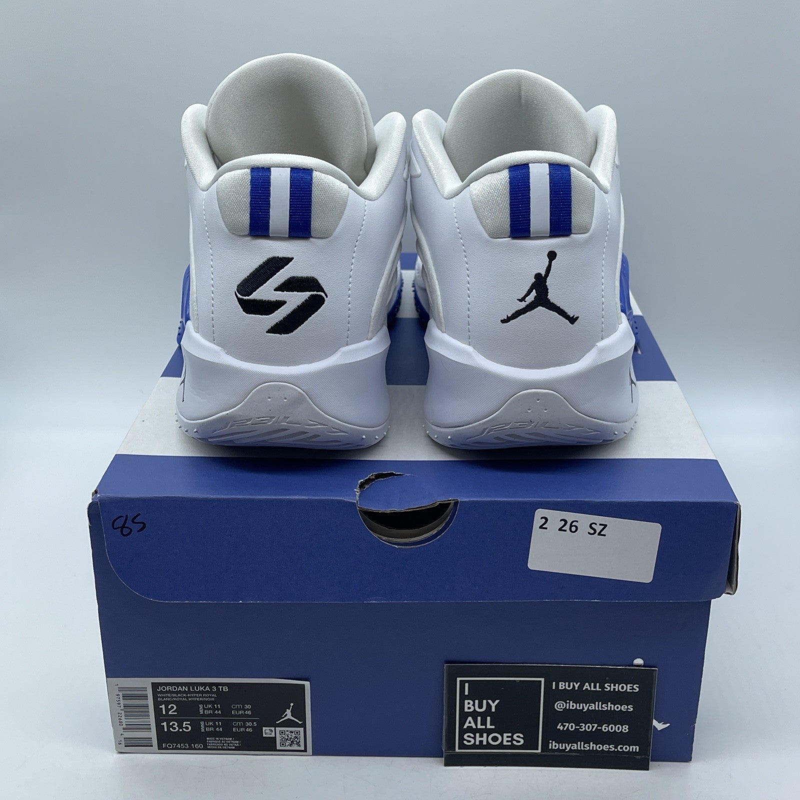 Size 12 - Jordan Luka 3 TB White Black Hyper Royal Black Leather (FQ7453-160)