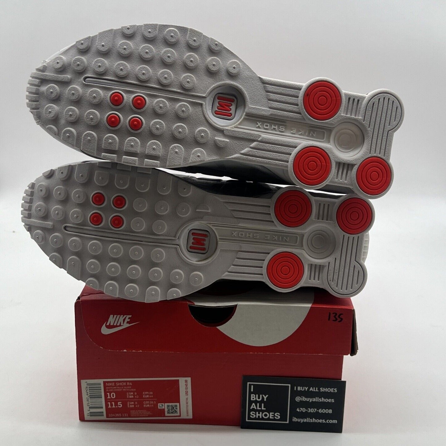 Size 10 - Nike Shox R4 White Metallic (104265-131)