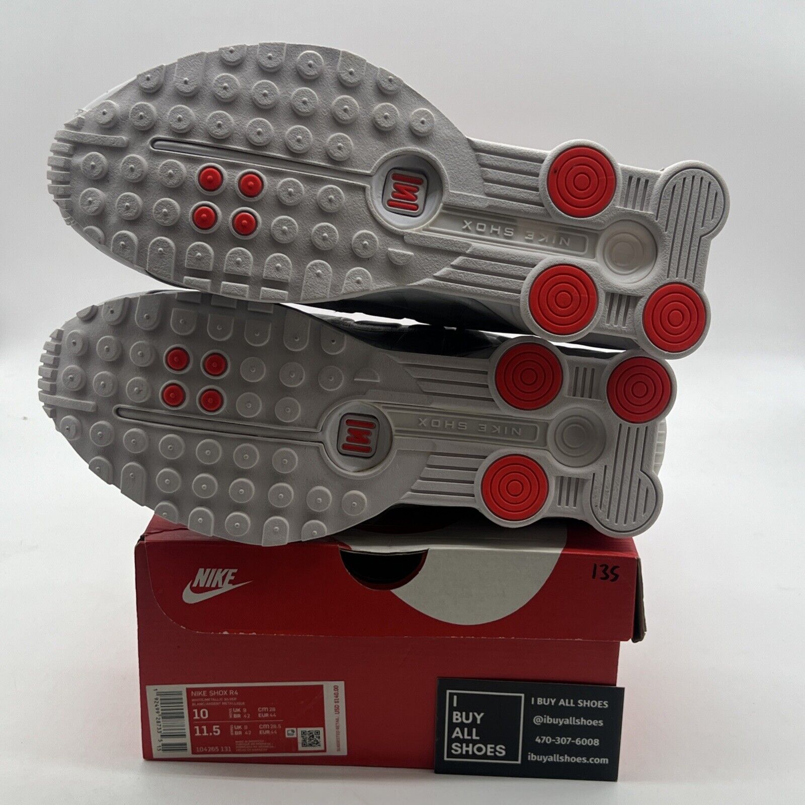 Size 10 - Nike Shox R4 White Metallic (104265-131)