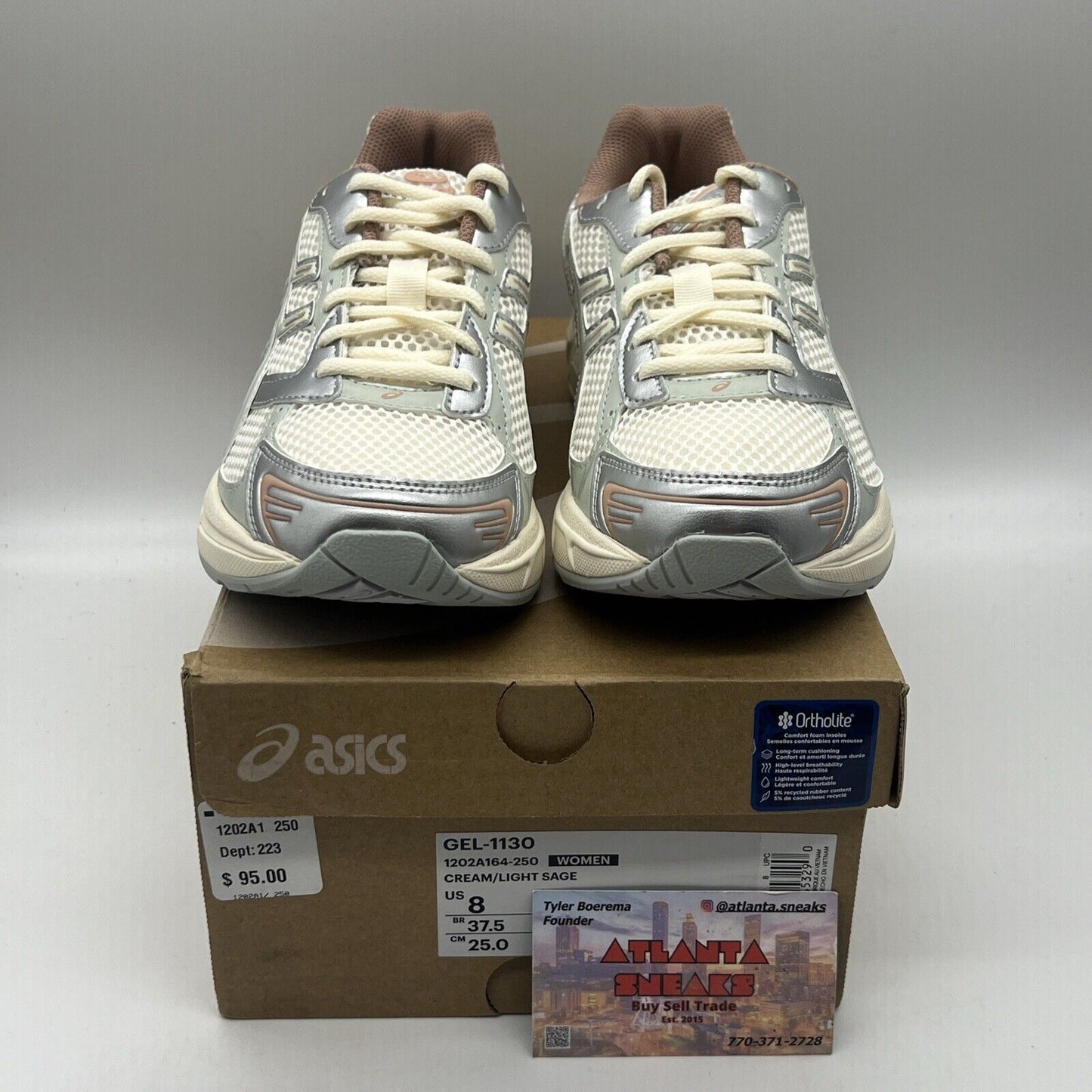 Asics Women's Gel-1130 Cream/ Light Sage Shoes 1202A164-250 8W Brand New Og All