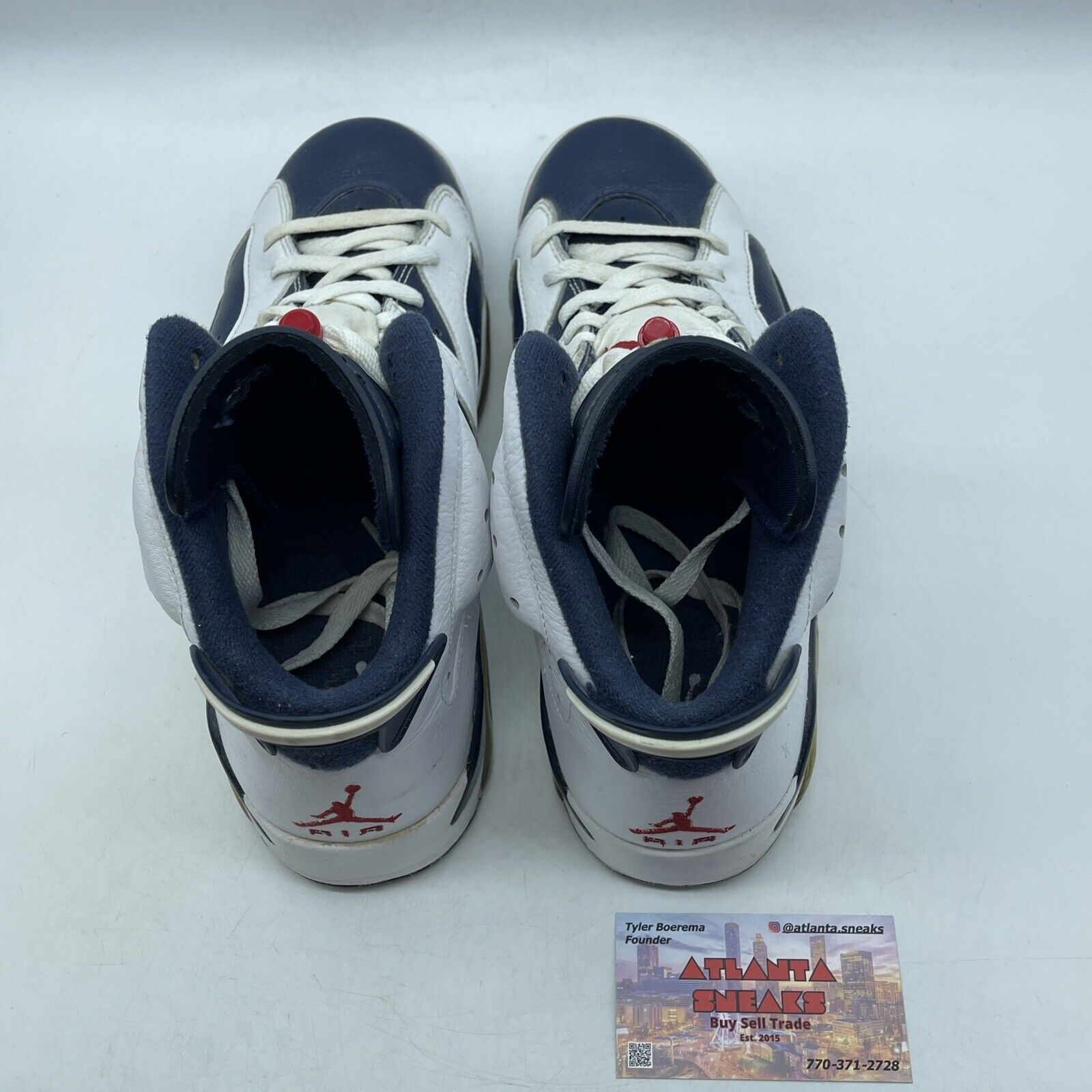 Size 9.5 - Air Jordan 6 Retro 2012 Olympic White Red Navy (384664-130)