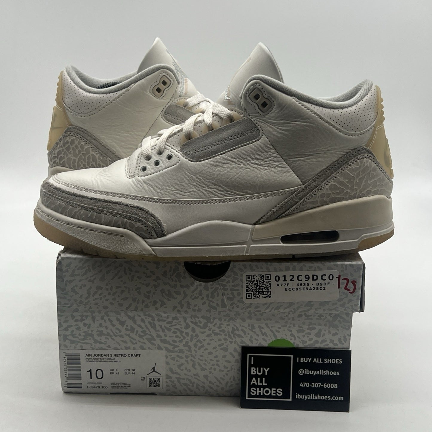 Size 10 - Air Jordan 3 Retro Craft Ivory/Grey White Leather (FJ9579-100)