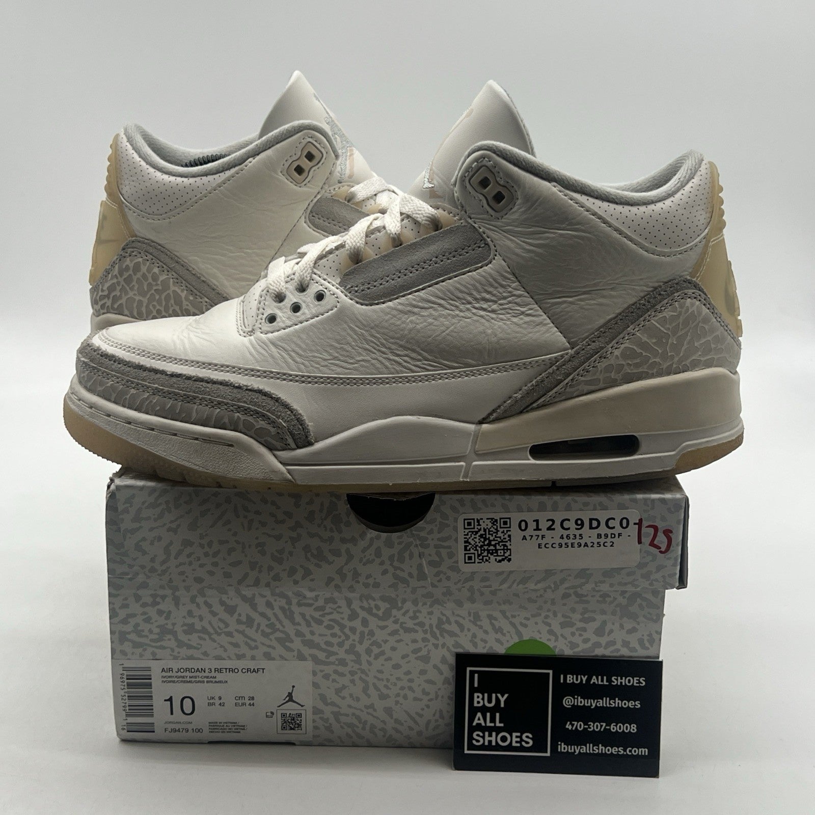 Size 10 - Air Jordan 3 Retro Craft Ivory/Grey White Leather (FJ9579-100)