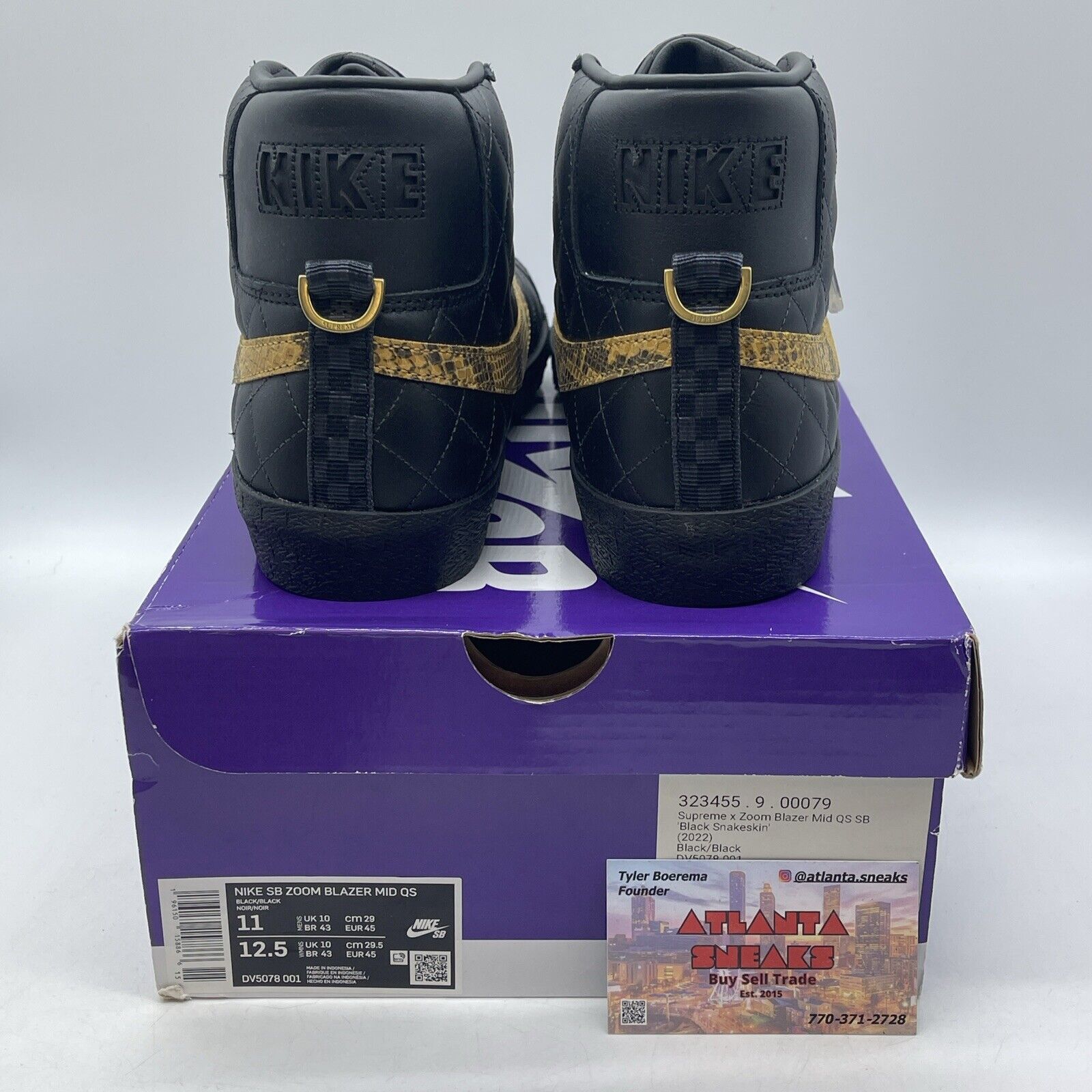Size 11 - Nike Supreme x Zoom Blazer QS SB Mid Black Snakeskin (DV5078-001)