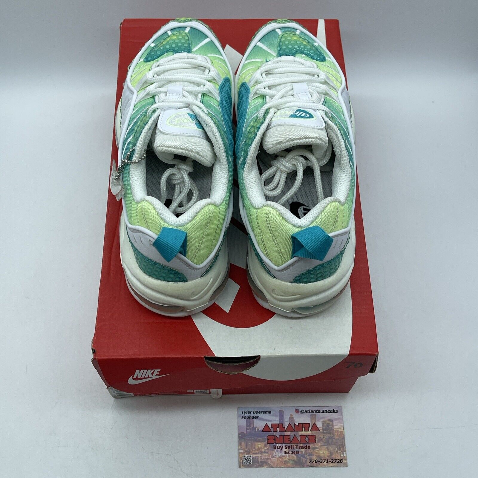 Size 7W - Nike Air Max 98 Bubble Pack White Blue Green Leather (CI7379-300)