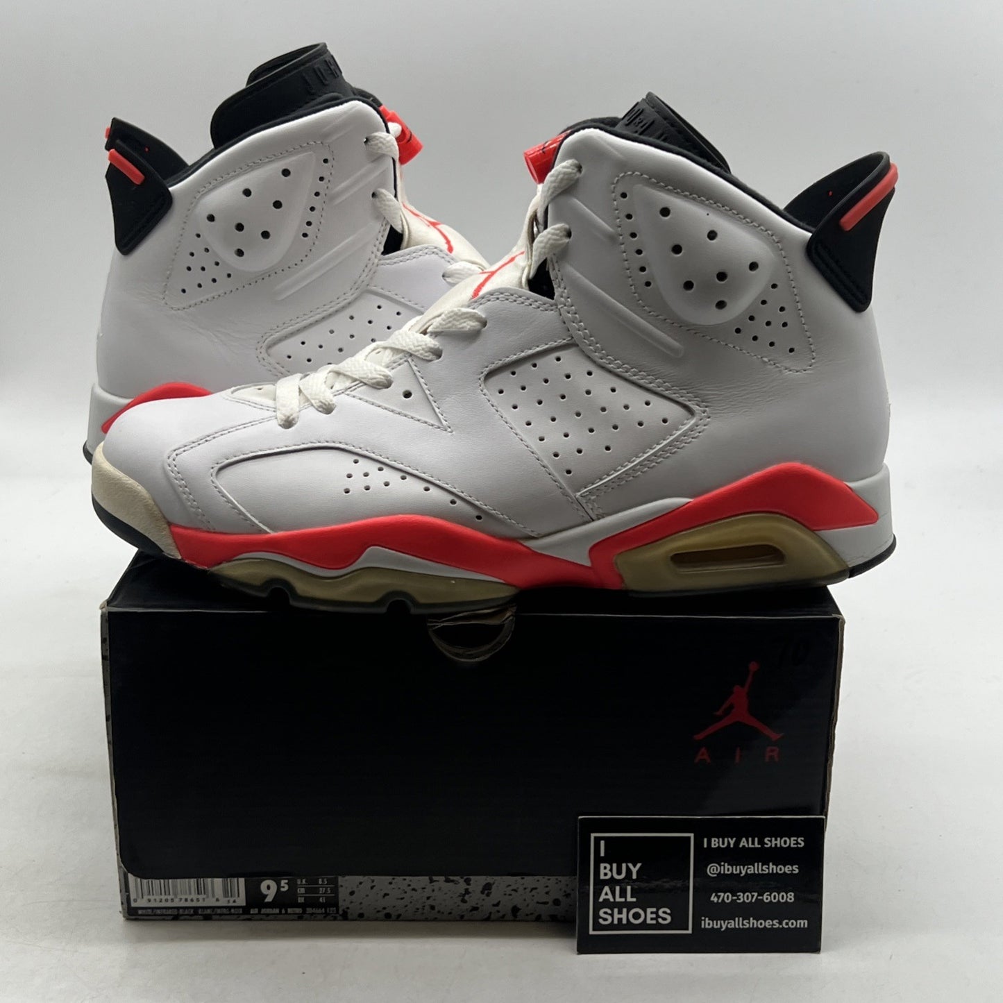 Size 9.5 - Air Jordan 6 Retro 2014 White Infrared (384664-123)
