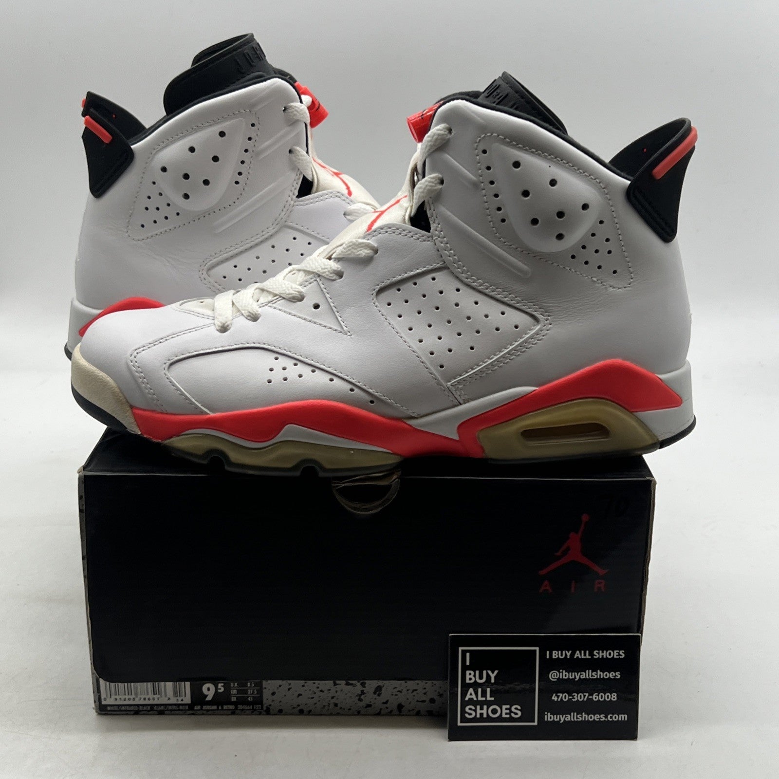 Size 9.5 - Air Jordan 6 Retro 2014 White Infrared (384664-123)