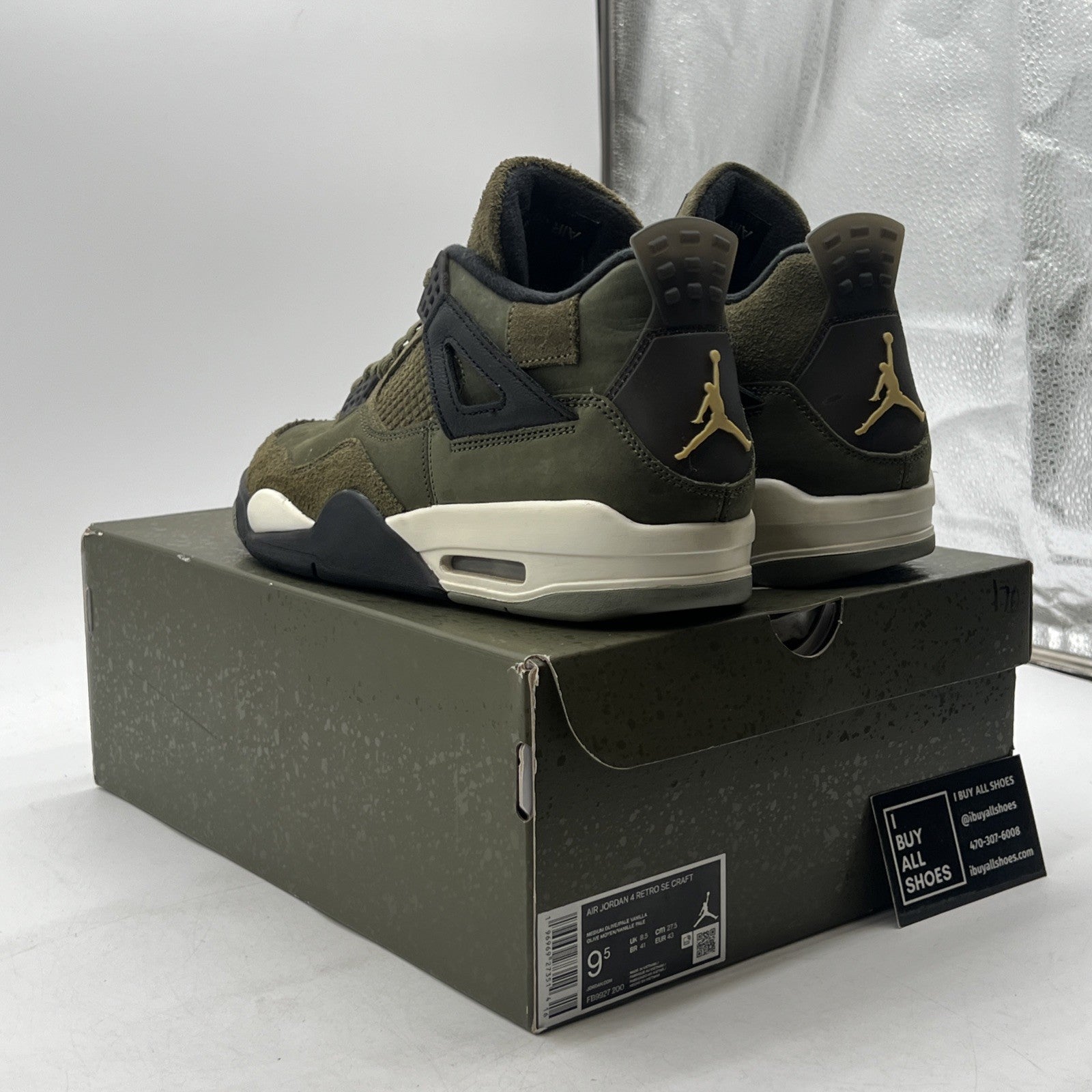 Size 9.5 - Air Jordan 4 SE Retro Low Craft - Olive (FB9927-200)