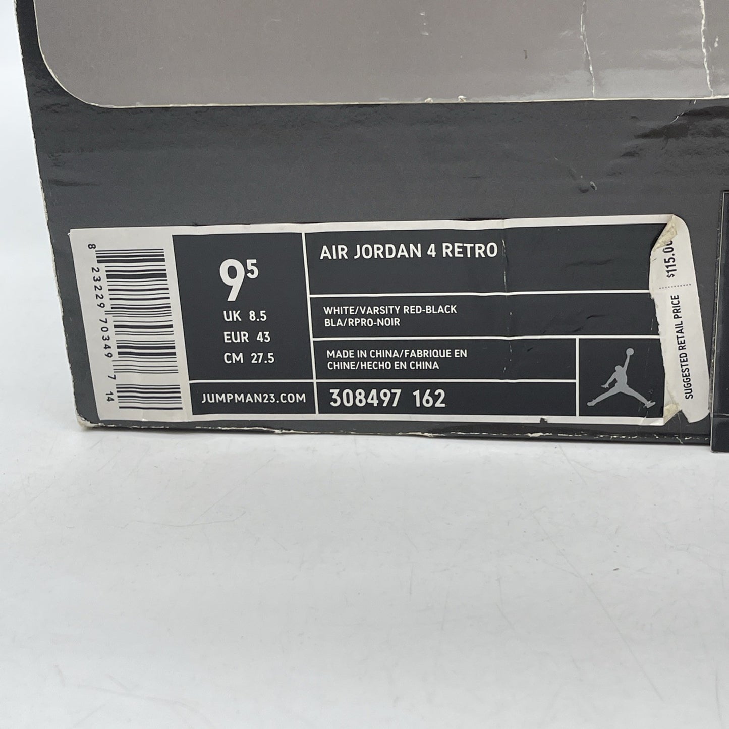 Size 9.5 - Air Jordan 4 Retro Mars Blackmon White Red Leather (308497-162)